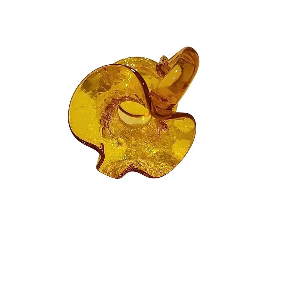 Amber Crackle Glass Mini Pitcher Vase with Handle‎ Decorative Accent Piece